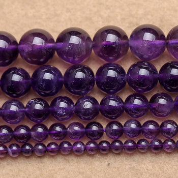 A Amethyst Beads Natural Gemstone Beads 4mm 6mm 8mm 10mm 12mm 15''