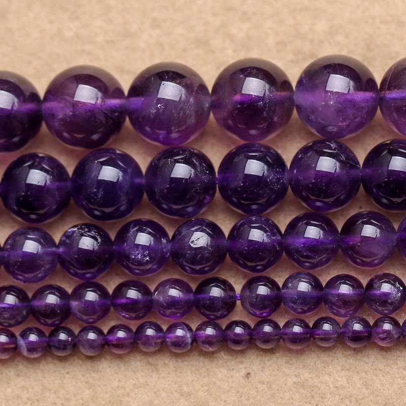 A Amethyst Beads Natural Gemstone Beads 4mm 6mm 8mm 10mm 12mm 15''