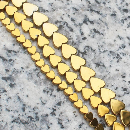 Hematite Heart Beads 4mm 6mm 8mm 15''