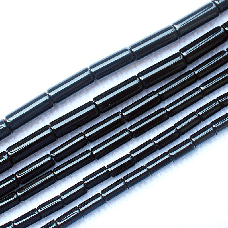 Perles en tube d'onyx noir 4x8mm 4x13mm 6x16mm 15''