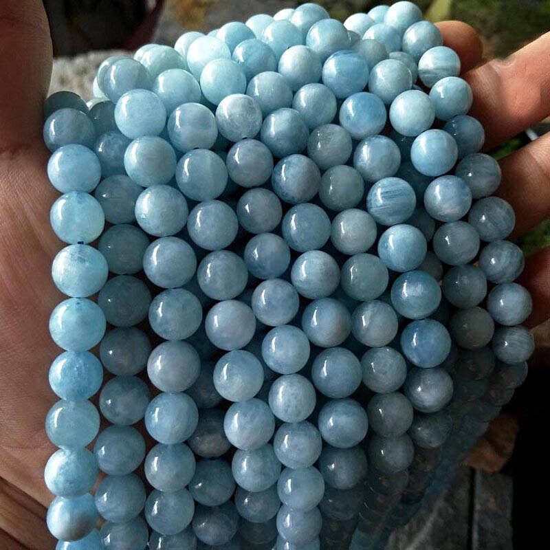 A+, Aquamarine perler 6 mm 8 mm 10 mm 12 mm 15''