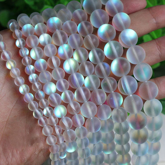 White Glass Matte Beads 6mm 8mm 10mm 12mm 15''