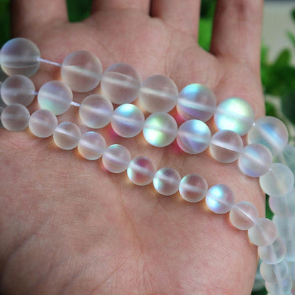 White Glass Matte Beads 6mm 8mm 10mm 12mm 15''