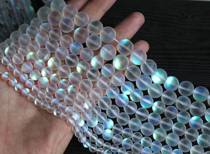 White Glass Matte Beads 6mm 8mm 10mm 12mm 15''