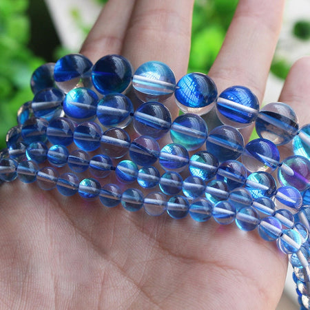 Blue Glass Beads 6mm 8mm 10mm 12mm 15''