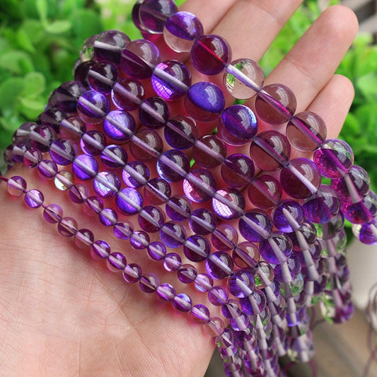 Purple Glass Beads 6mm 8mm 10mm 12mm 15''