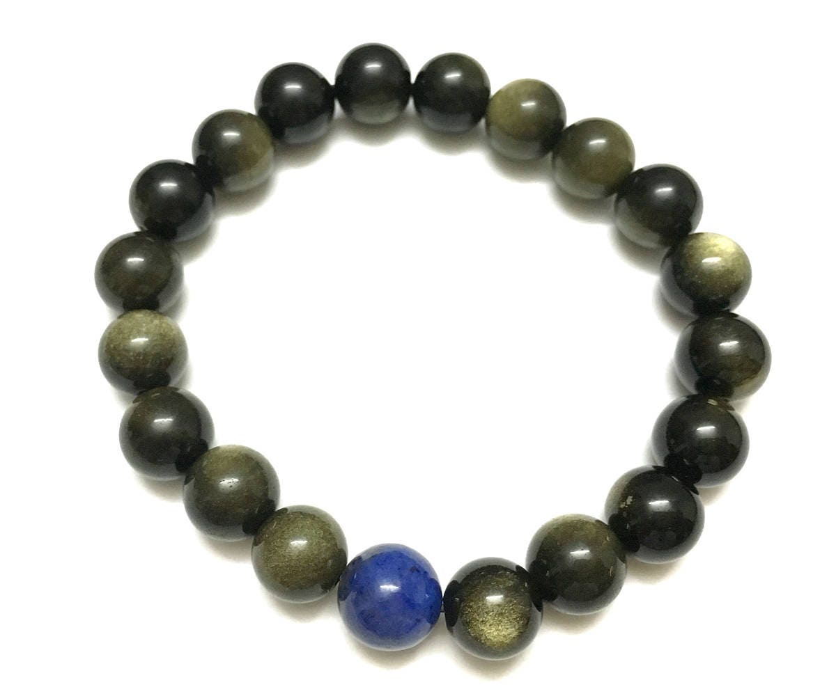 Guld Obsidian Armbånd 8''