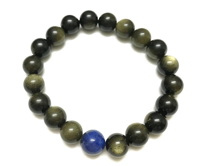 Guld Obsidian Armbånd 8''