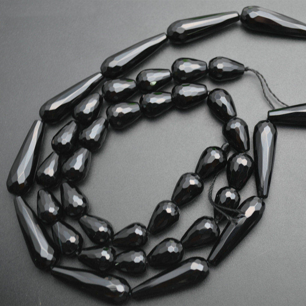 Black Onyx Teardrop Faceted Beads Natural Gemstone Beads 6x9mm 8x12mm, 8x25mm 10x30mm