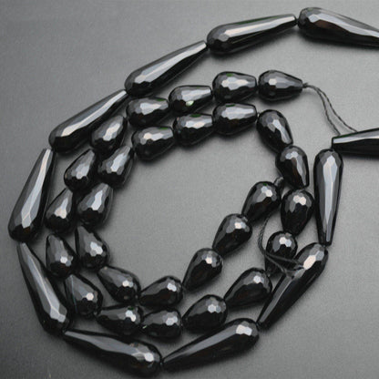 Black Onyx Teardrop Faceted Beads Natural Gemstone Beads 6x9mm 8x12mm, 8x25mm 10x30mm