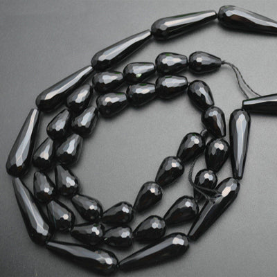 Black Onyx Teardrop Faceted Beads Natural Gemstone Beads 6x9mm 8x12mm, 8x25mm 10x30mm