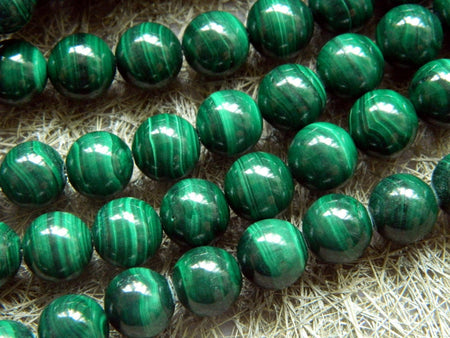 Perles en pierre véritable malachite vert foncé A+ 4 mm, 6 mm, 8 mm, 10 mm, 12 mm, 15 pouces