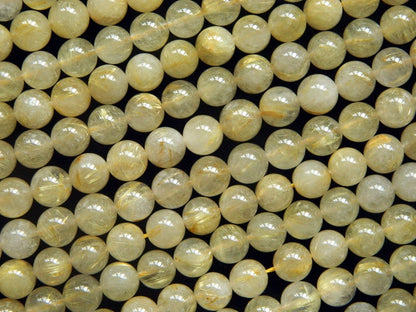 Gold Rutilated Quartz Beads 6mm 8mm 10mm 15''