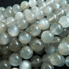 Perles de pierre de lune grise véritable 6 mm 8 mm 10 mm 15''