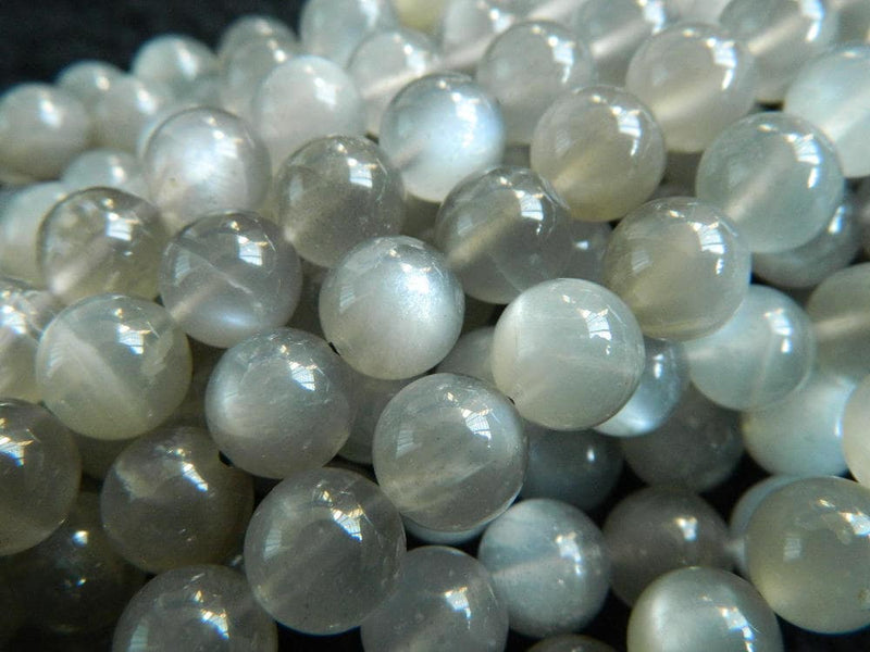 Perles de pierre de lune grise véritable 6 mm 8 mm 10 mm 15''