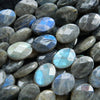 Perles ovales à facettes en labradorite 10x14mm 12x16mm 13x18mm 15''