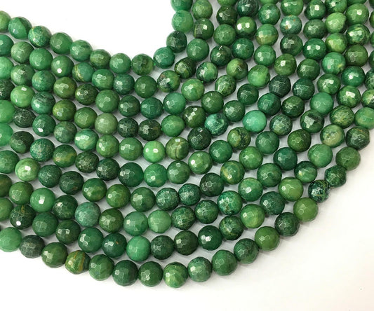 Afrikansk jade facetteret, naturlig ædelsten, rund sten til smykkefremstilling, 6 mm 8 mm 10 mm 15''