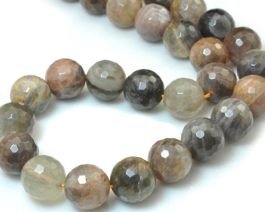 Gray Sunstone Faceted Beads  6mm 8mm 10mm 12mm 15''