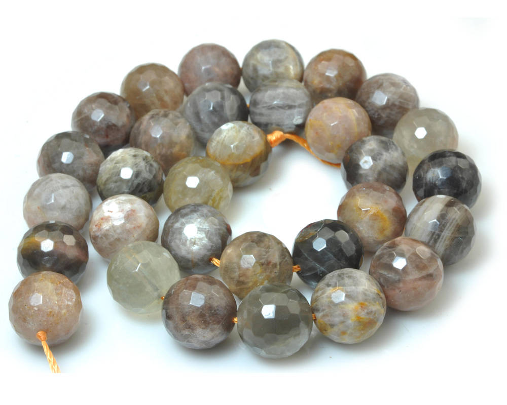 Gray Sunstone Faceted Beads  6mm 8mm 10mm 12mm 15''