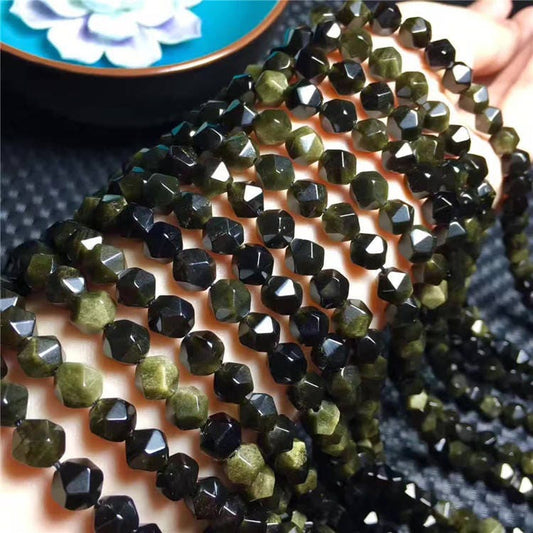 Gold Obsidian Nugget Faceted Beads 6mm 8mm 10mm 15''