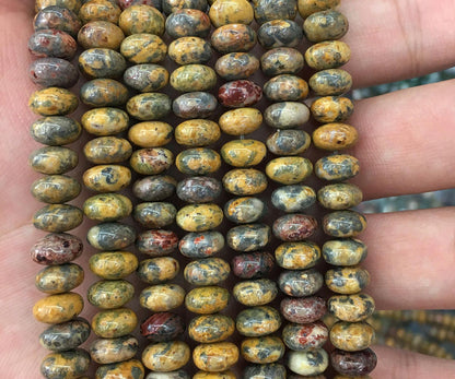 Yellow Leopard Jasper Rondelle Beads 4x6mm15''
