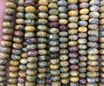 Yellow Leopard Jasper Rondelle Beads 4x6mm15''