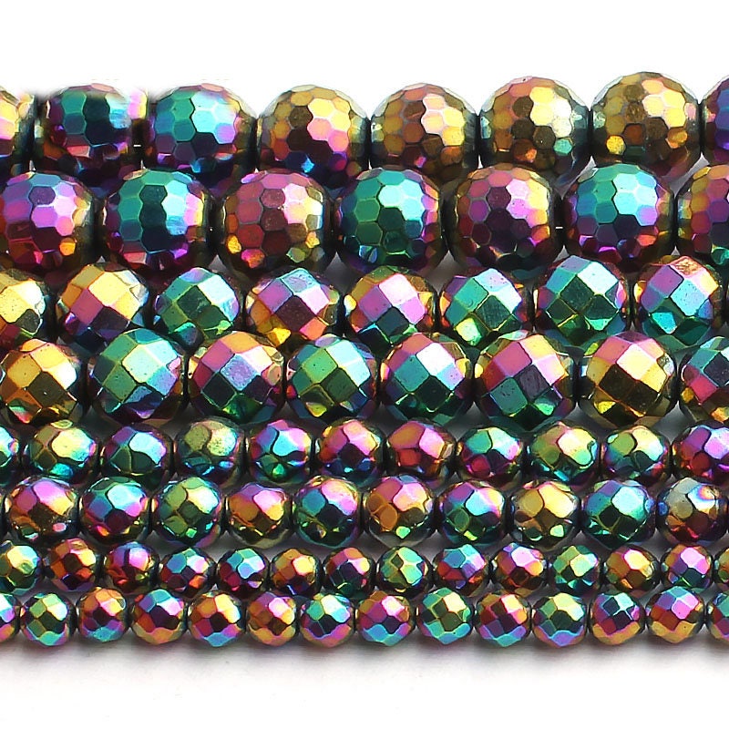 Rainbow Hematite Faceted Beads 2mm 3mm 4mm 6mm 8mm 10mm