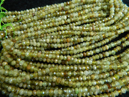 Green Garnet Rondelle Faceted Beads 3x4mm 15''