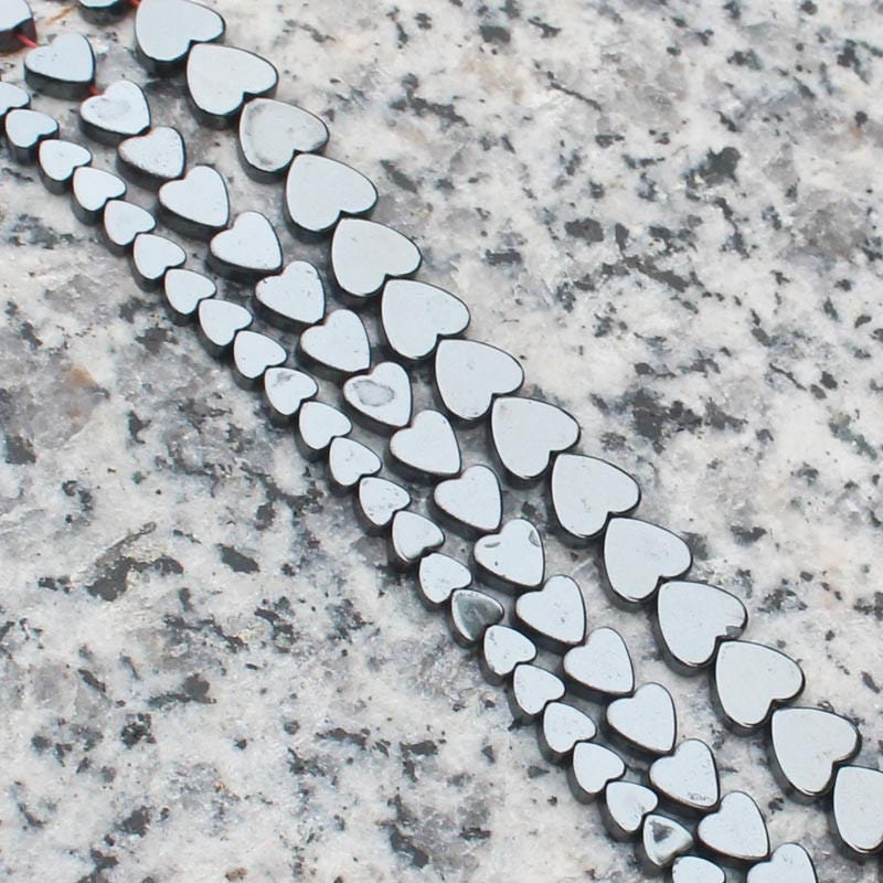 Hematite Heart Beads 4mm 6mm 8mm 15''