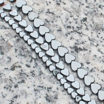 Hematite Heart Beads 4mm 6mm 8mm 15''