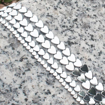 Hematite Heart Beads 4mm 6mm 8mm 15''