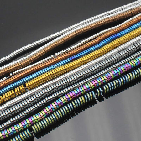 Mélange de perles rondelles en hématite 2 mm 3 mm 4 mm 6 mm 15''