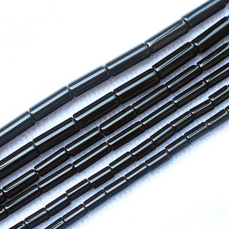 Perles en tube d'onyx noir 4x8mm 4x13mm 6x16mm 15''