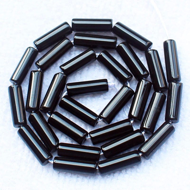 Perles en tube d'onyx noir 4x8mm 4x13mm 6x16mm 15''