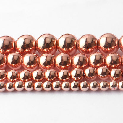 Rose Gold Plated Hematite Beads 4mm 6mm 8mm 10mm 15''