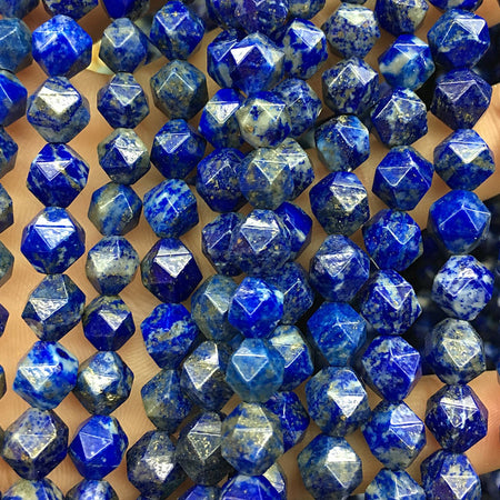 Perles à facettes en lapis-lazuli véritable 8 mm 10 mm 15''