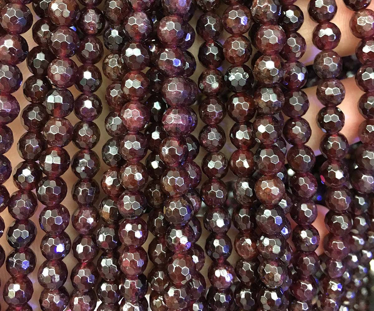 Garnet Faceted Beads 4mm 6mm 8mm 10mm 15''