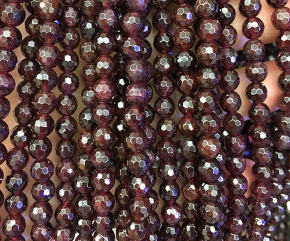 Garnet Faceted Beads 4mm 6mm 8mm 10mm 15''