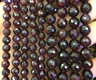 Garnet Faceted Beads 4mm 6mm 8mm 10mm 15''