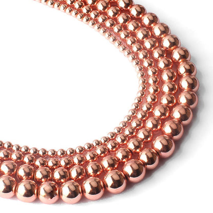 Rose Gold Plated Hematite Beads 4mm 6mm 8mm 10mm 15''