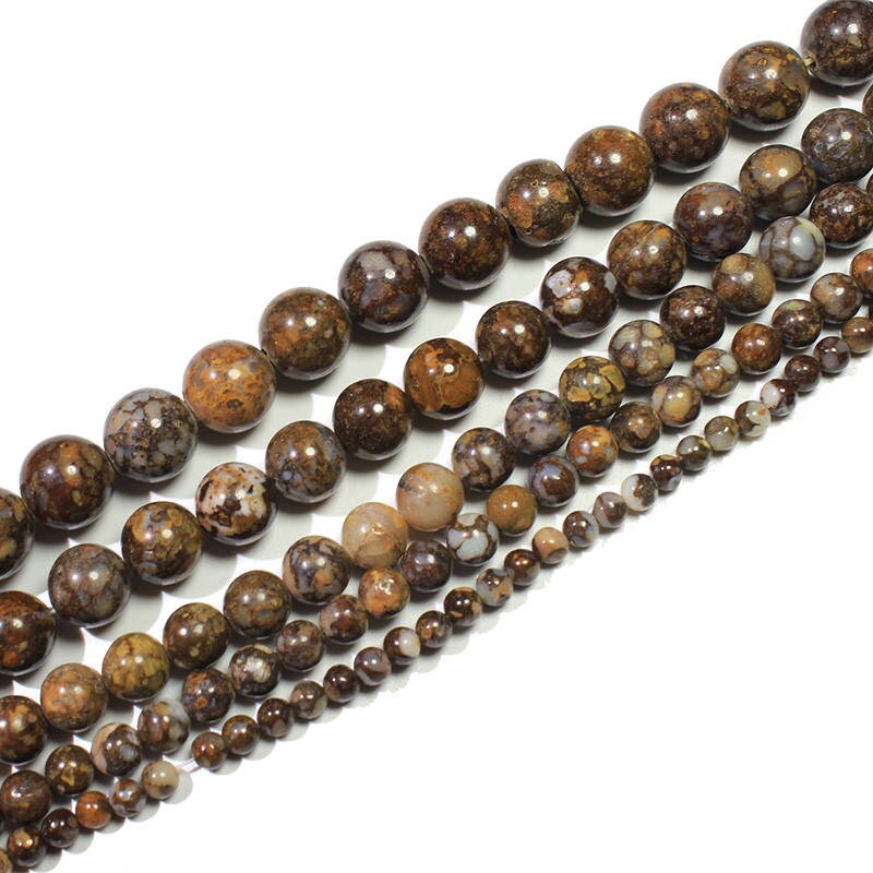 Perles d'opale marron 4 mm 6 mm 8 mm 10 mm 12 mm 15''
