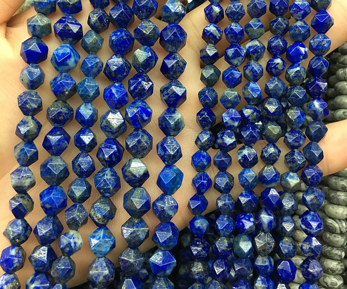 Genuine Lapis Lazuli Faceted Beads 8mm 10mm 15''