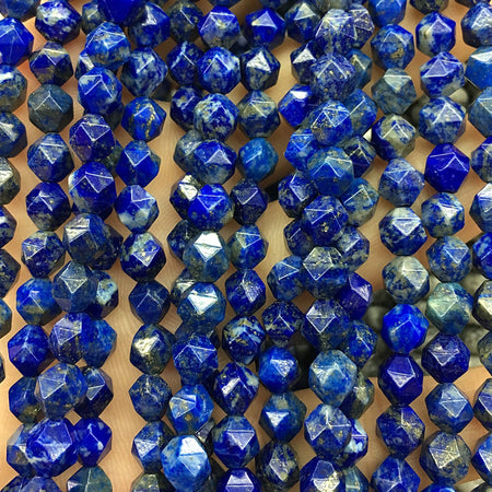 Perles à facettes en lapis-lazuli véritable 8 mm 10 mm 15''
