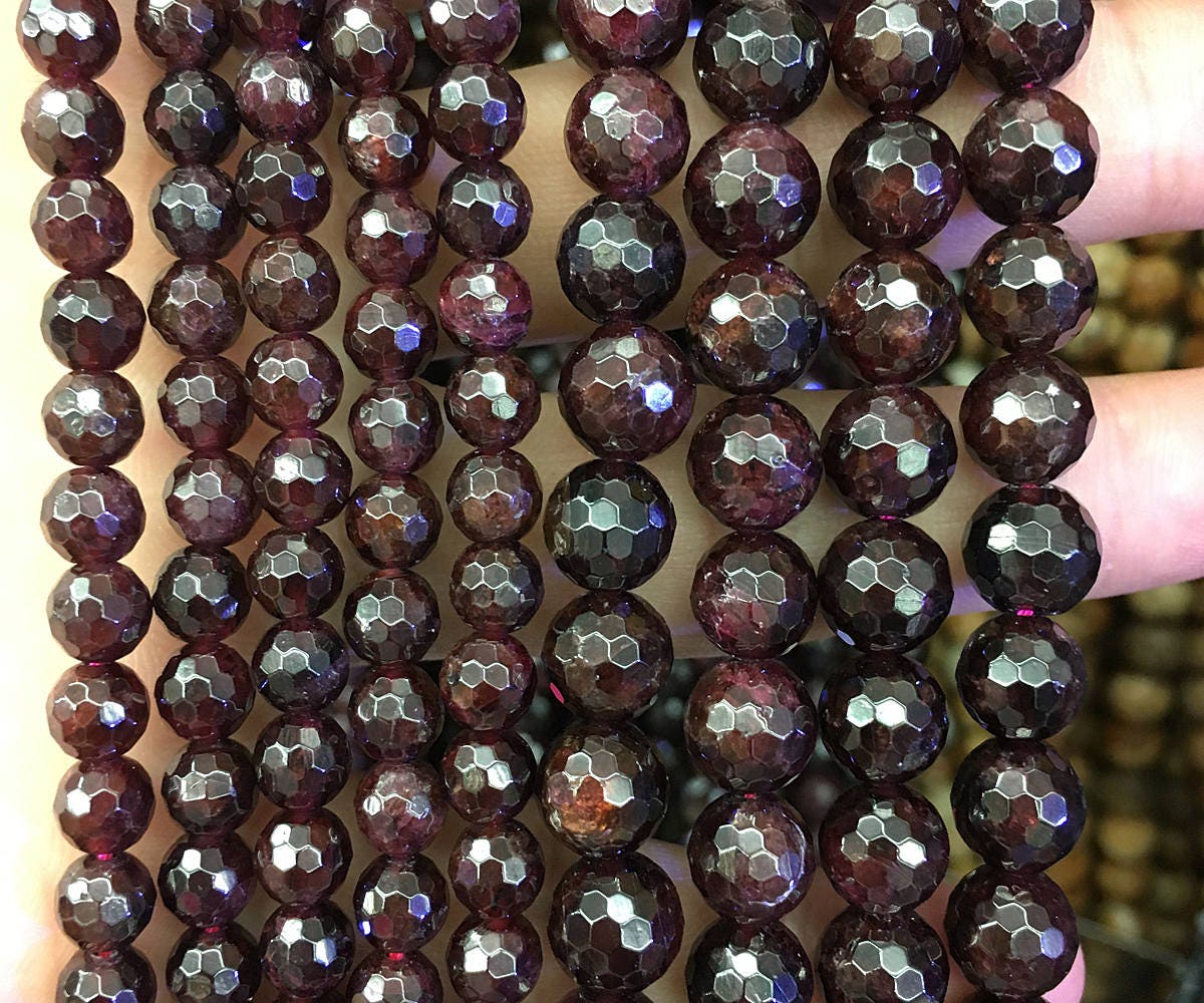 Garnet Faceted Beads 4mm 6mm 8mm 10mm 15''