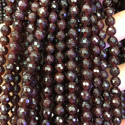 Garnet Faceted Beads 4mm 6mm 8mm 10mm 15''