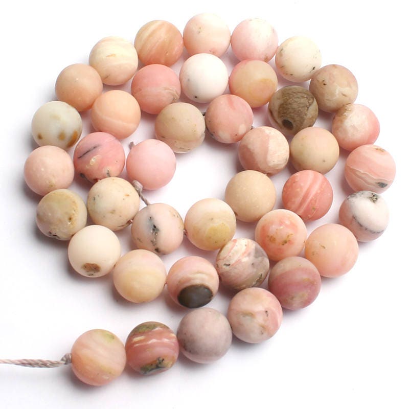 Lyserøde opal matte perler Naturlige ædelstensperler 6 mm 8 mm 10 mm 15''