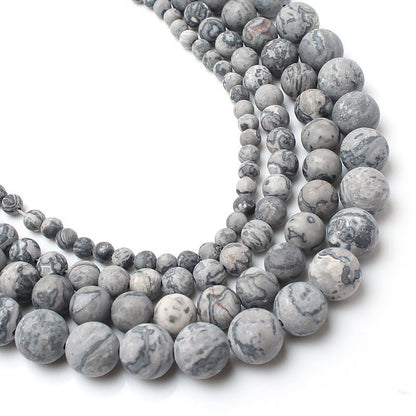 Gray Silk Jasper Matte Beads 4mm 6mm 8mm 10mm 12mm 15''