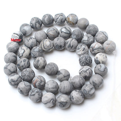 Gray Silk Jasper Matte Beads 4mm 6mm 8mm 10mm 12mm 15''