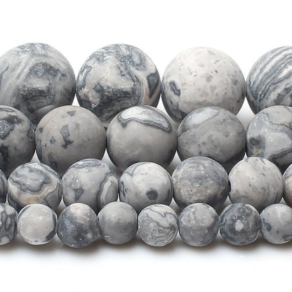 Gray Silk Jasper Matte Beads 4mm 6mm 8mm 10mm 12mm 15''