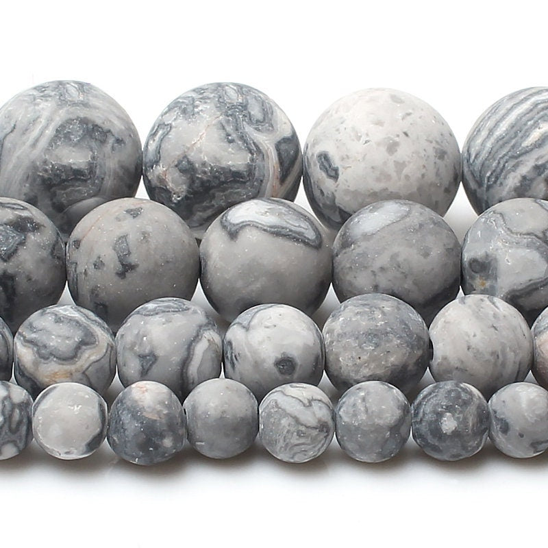 Gray Silk Jasper Matte Beads 4mm 6mm 8mm 10mm 12mm 15''